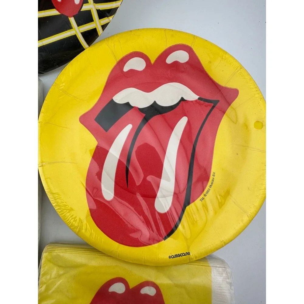 Vintage Rolling Stones Party Set 1983 Plates Napkins Tongue Logo Amscan Rock NOS